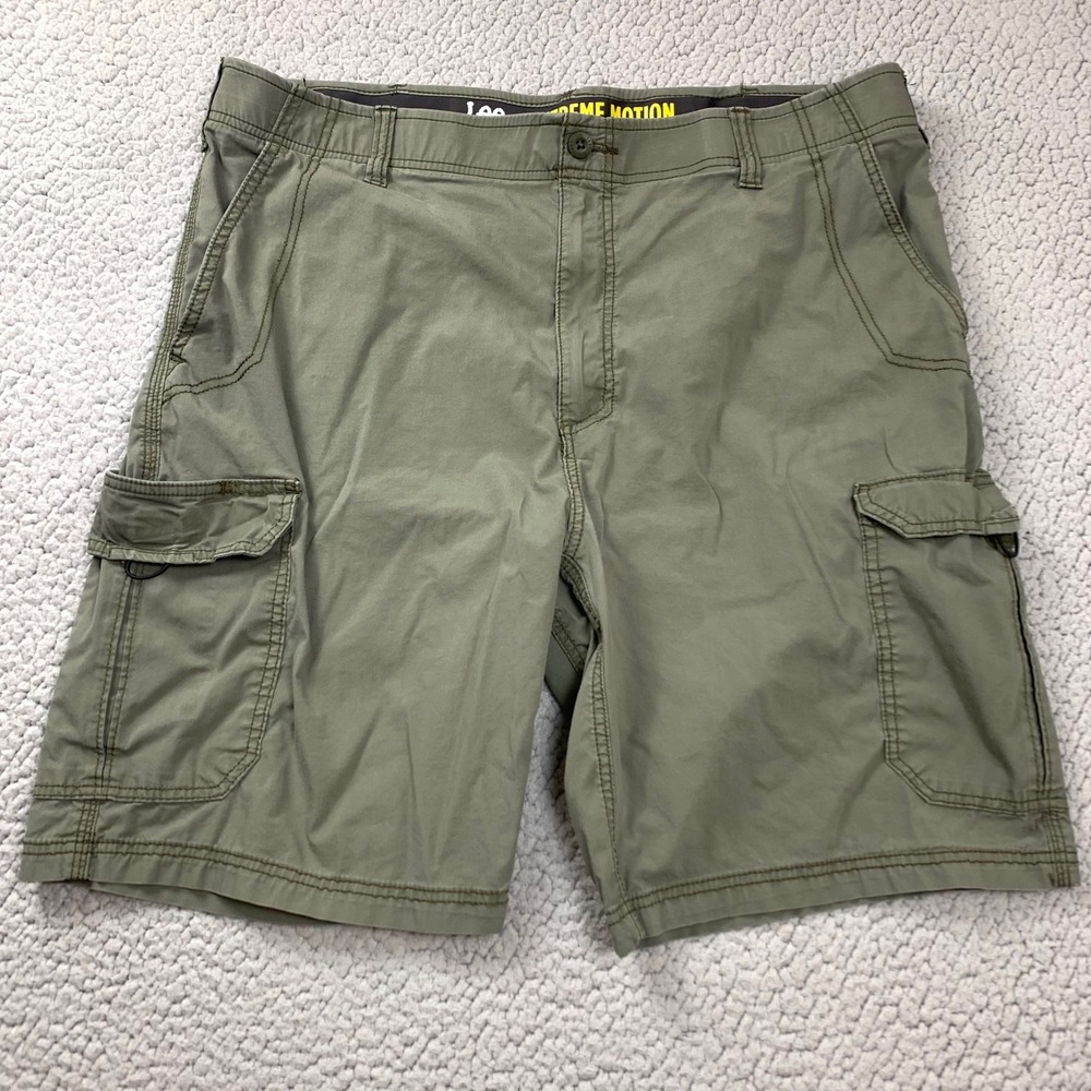 Lee Cargo Shorts Mens 42 Green‎ Extreme Motion Stretch Cotton Blend